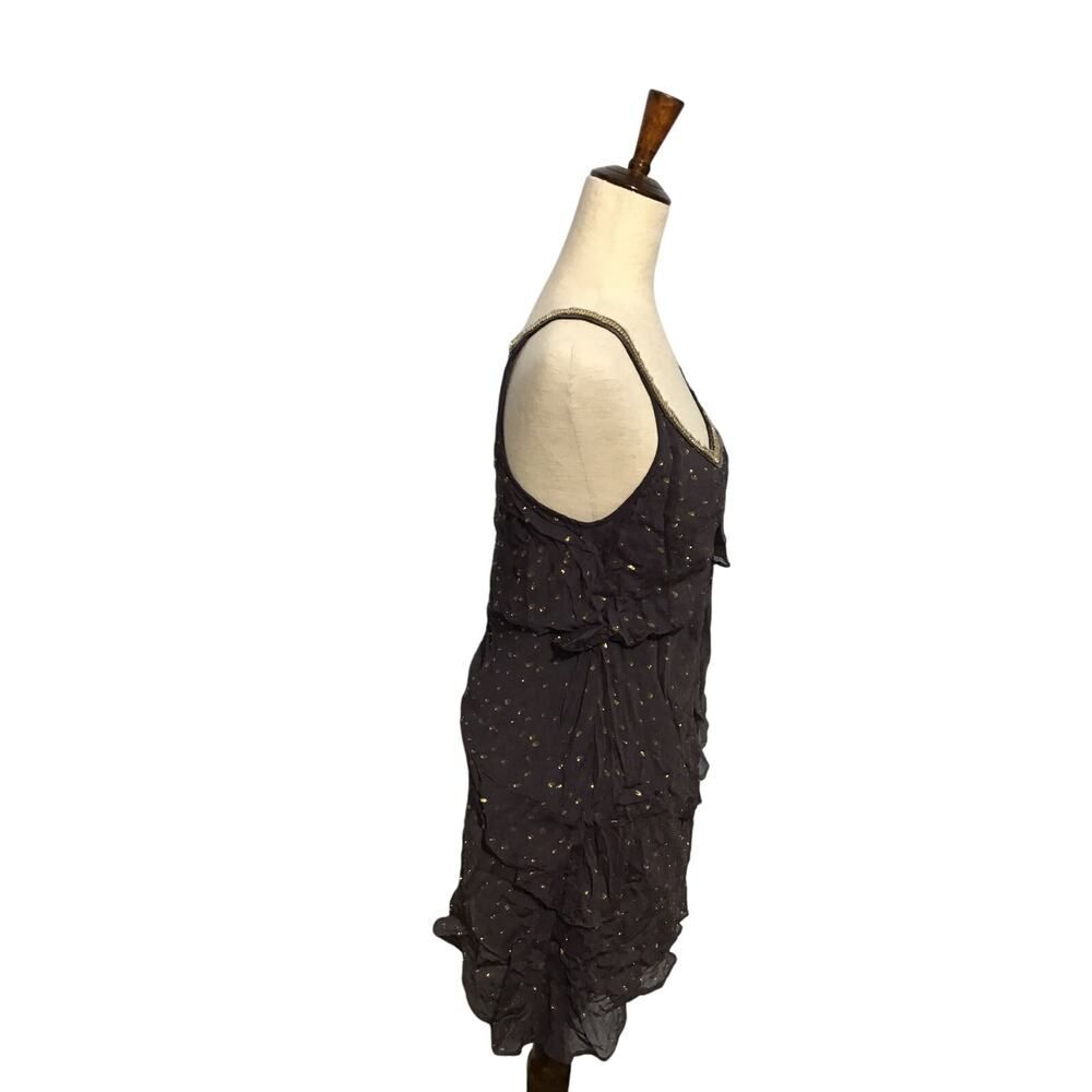 Free People Black & Gold Metallic Ruffle Tunic - Picture 2 of 8